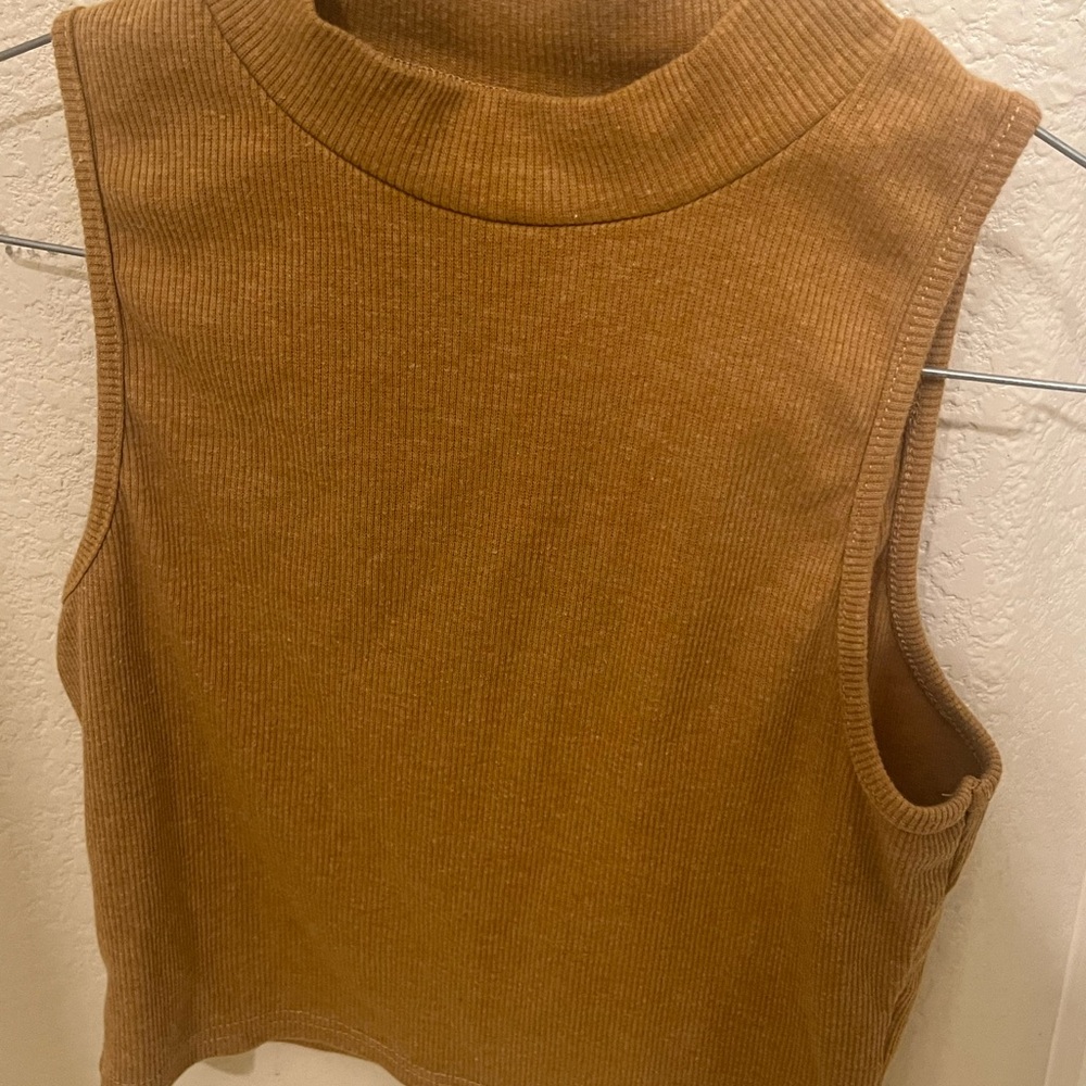 SHEIN Ribbed Sleeveless Brown Tank Top